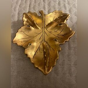 Vintage Gold Leaf Dish Tray Mid Century Hollywood Regency G.I. Co. USA